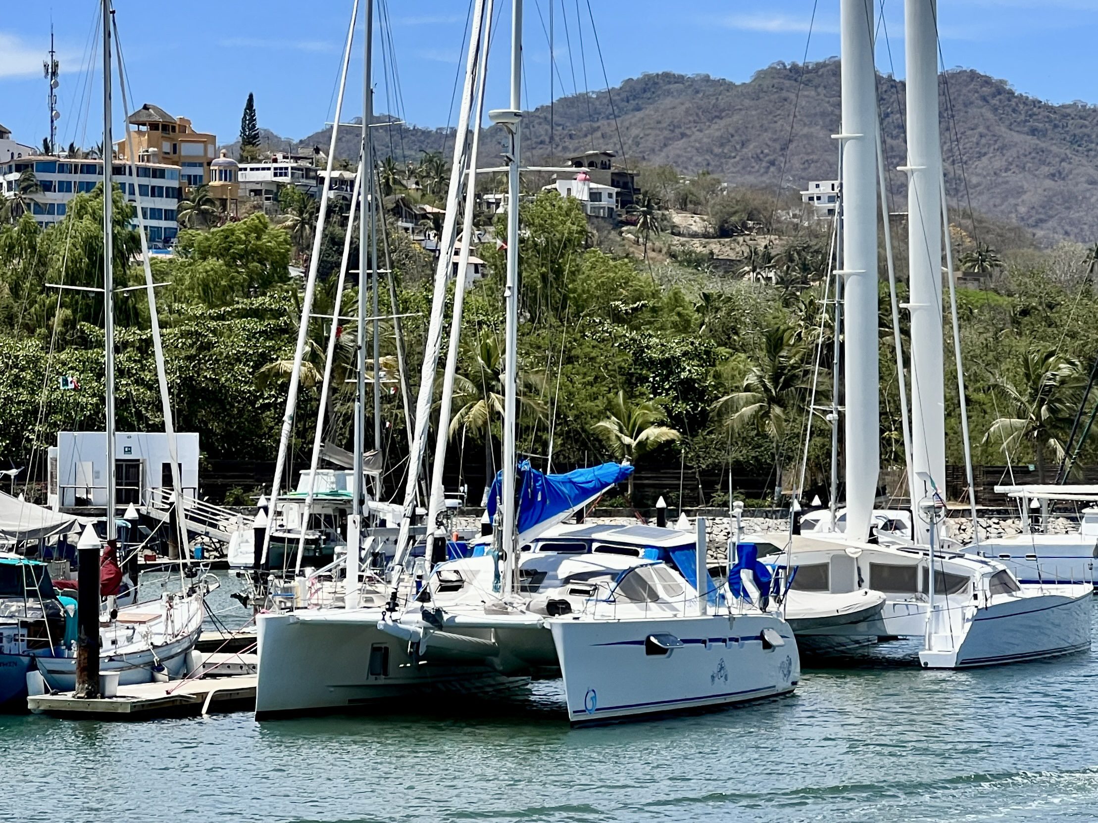 Our new Catana 472 tied up on Dock 4 in La Cruz Marina